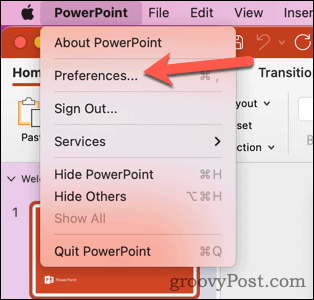 Öffnen Sie die Mac PowerPoint-Einstellungen