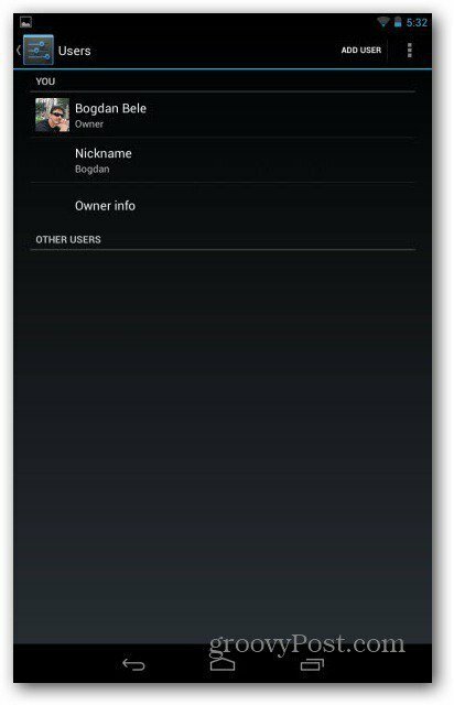 Nexus 7-Benutzerkonten fügen Benutzer hinzu