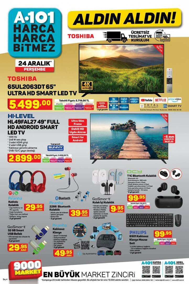 4K ULTRA HD-Fernseher für A 101-Märkte! Was sind die Produkte des Katalogs A 101 vom 24. Dezember?