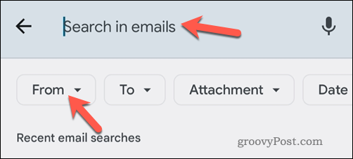 Suche nach Gmail-E-Mails per E-Mail in der mobilen App