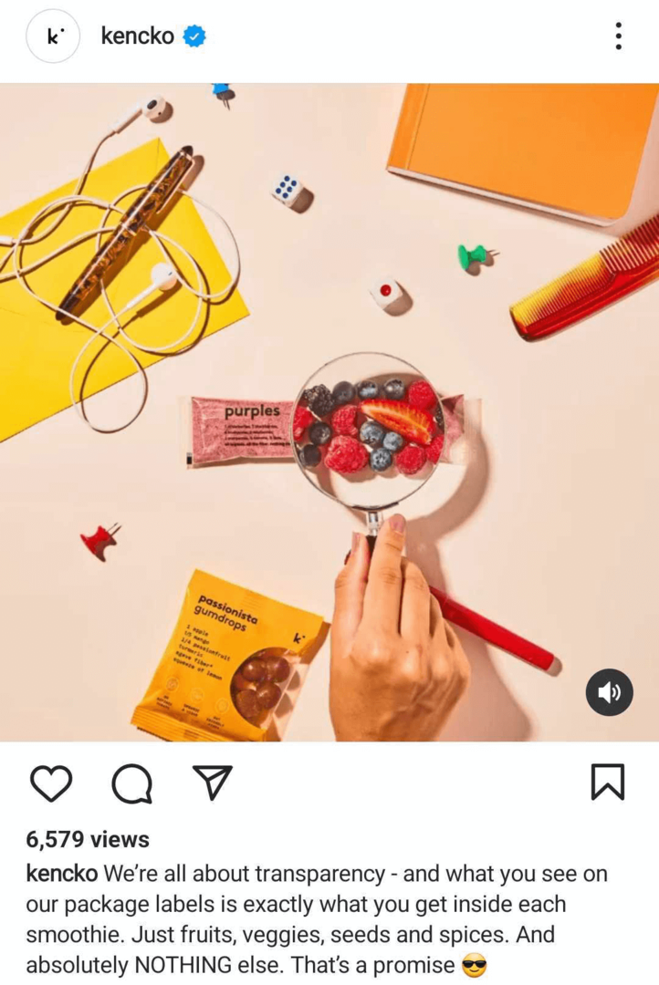 Beispiel für die Markenwerte von Instagram Reel Sharing