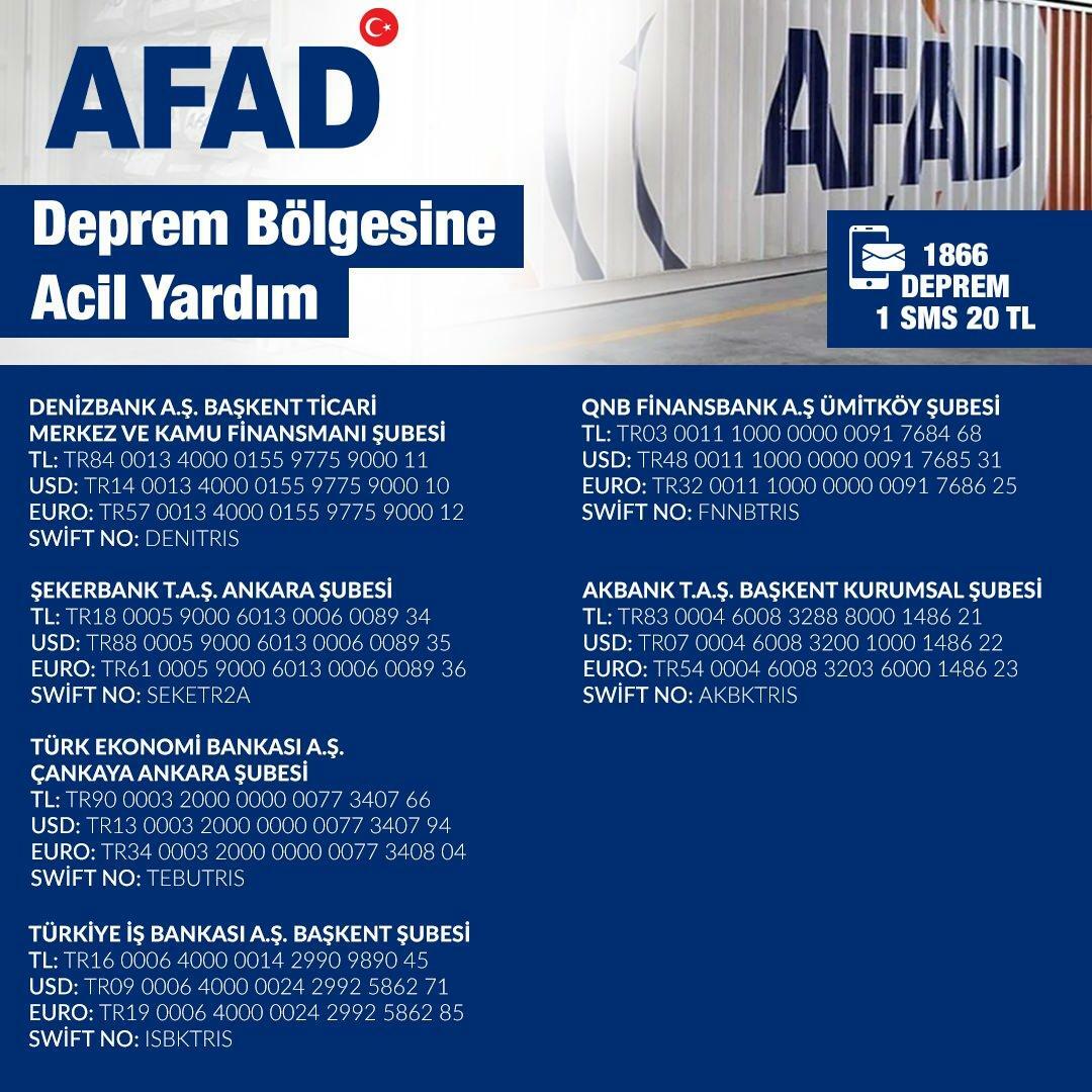 AFAD-Spendenkontonummern