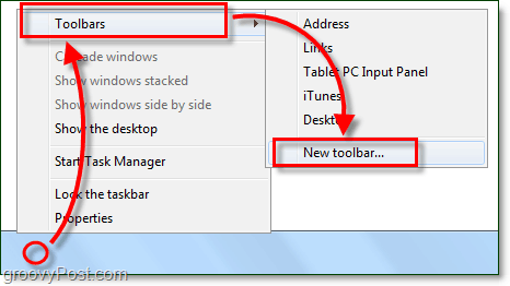 So erstellen Sie eine neue Taskleisten-Symbolleiste in Windows 7