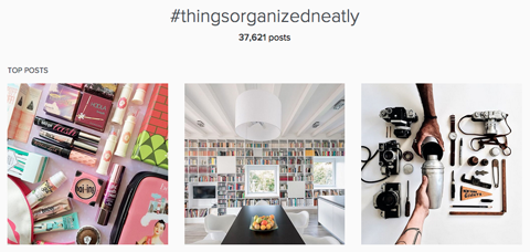 Dinge organisiert ordentlich Hashtag-Bilder auf Instagram
