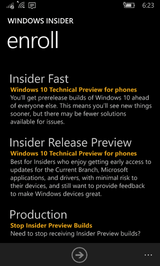 Vorschau der Windows 10 Mobile Insider-Version