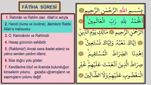 Sure al-Fatiha auf Arabisch und seine Bedeutung