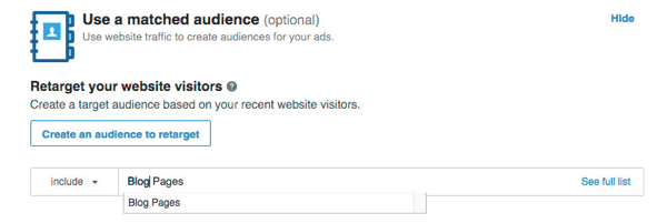 Wählen Sie die Website-Besuchersegmente aus, auf die Sie auf LinkedIn abzielen möchten.