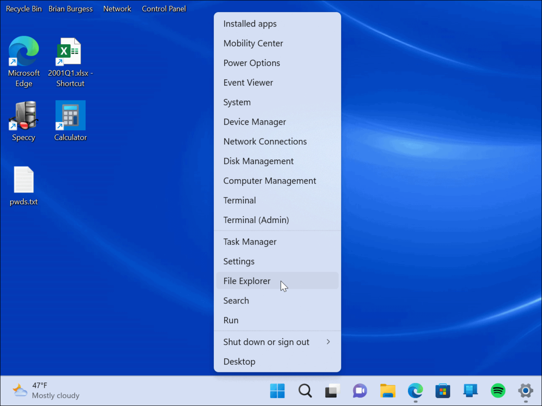 Greifen Sie unter Windows 11 auf das Power-User-Menü zu