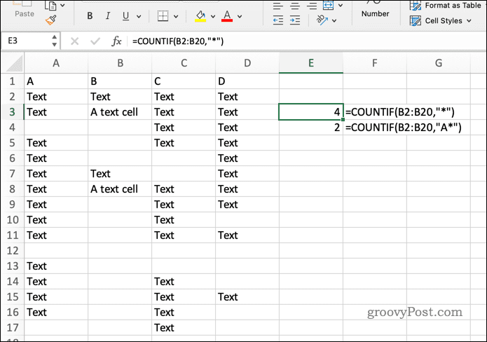 COUNITF-Formel in Excel