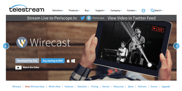 Mit Wirecast können Sie auf Facebook Live, Periscope und YouTube senden.