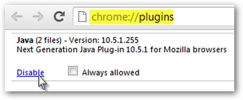 Deaktivieren Sie Java in Chrome
