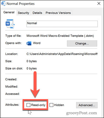 Entfernen des schreibgeschützten Zugriffs auf eine Datei in Windows
