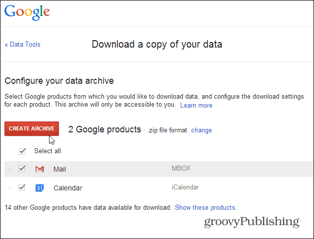 Archivieren Sie Google Mail-Daten