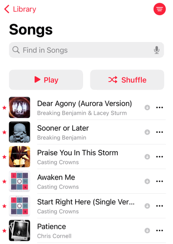 Lieblingslieder in Apple Music