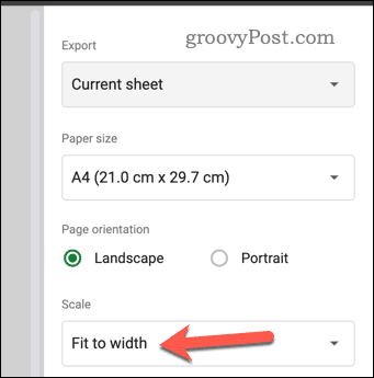 Legen Sie die Maßstabseinstellungen in der Druckvorschau von Google Sheets fest