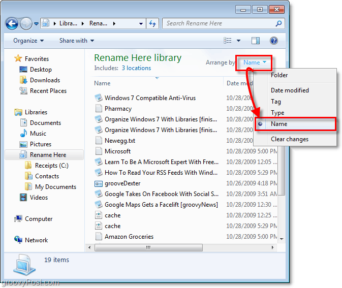 So ändern Sie die Anordnung der Bibliotheken in Windows 7