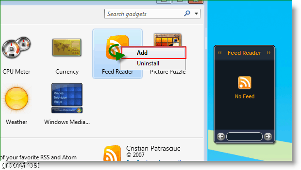 Hinzufügen von Gadgets mit Windows 7