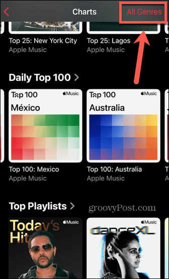 Apple Music listet alle Genres auf