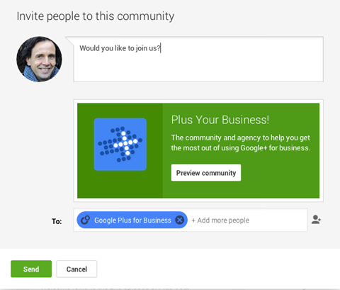 Google Plus Community einladen