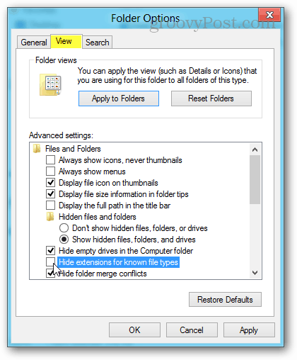 Ordneroptionen in Windows 8 anzeigen