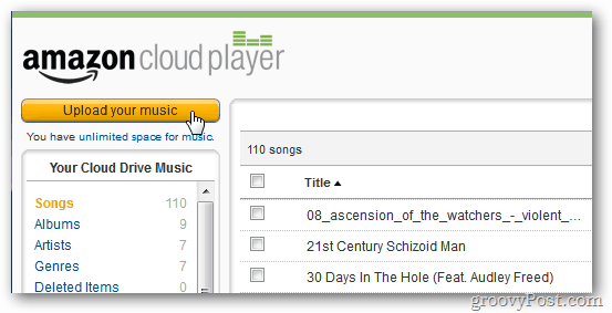 Amazon Cloud Player Laden Sie Ihre Musik hoch
