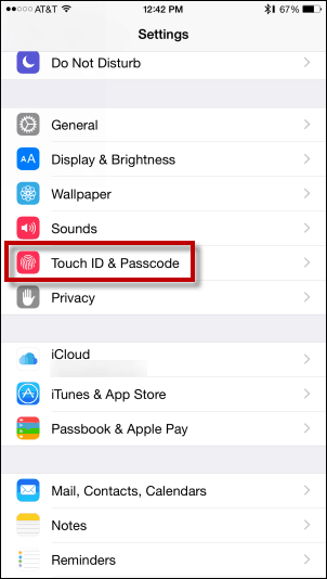Tippen Sie auf Touch ID & Passcode - Fingerabdruck zur Touch ID hinzufügen