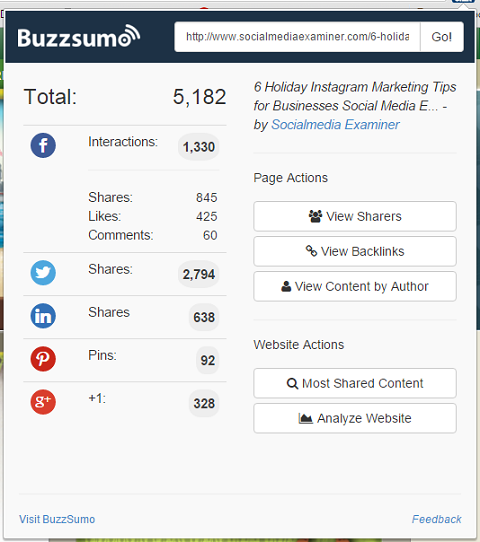 Buzzsumo-Chrom-Erweiterung