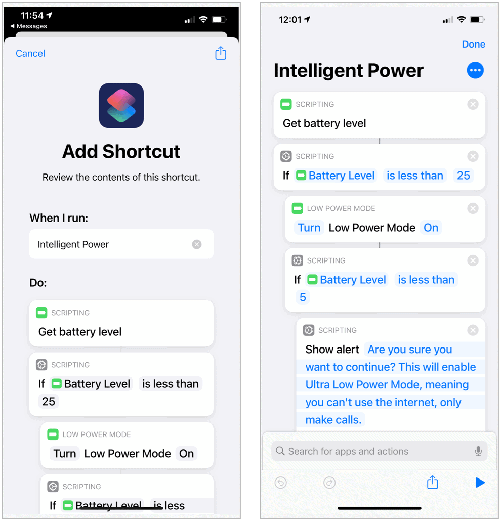Siri Verknüpfungen Intelligent Power