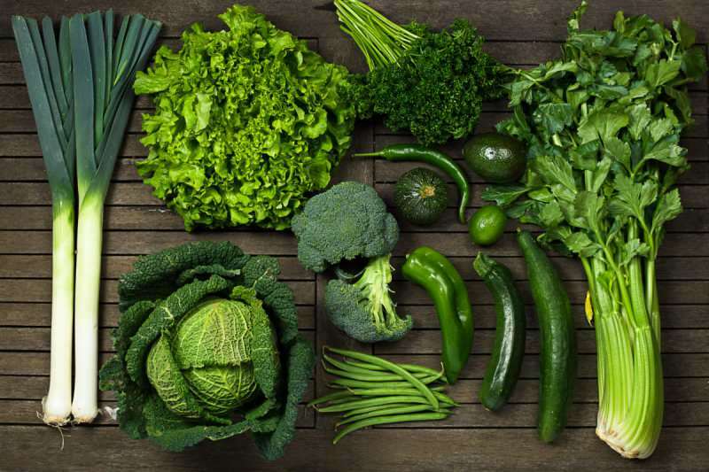 Grün symbolisiert Gemüse und Gesundheit