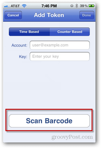 Tippen Sie auf Barcode scannen