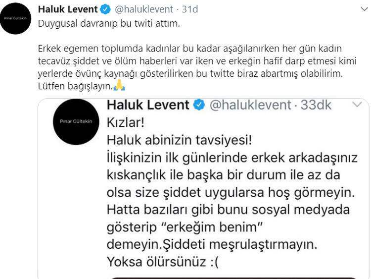 Haluk Levent Pınar sammelte eine Reaktion nach dem Teilen, das er nach Gültekins Mord gemacht hatte!