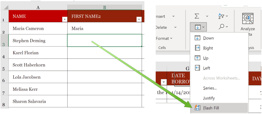 Microsoft Excel Flash Fill