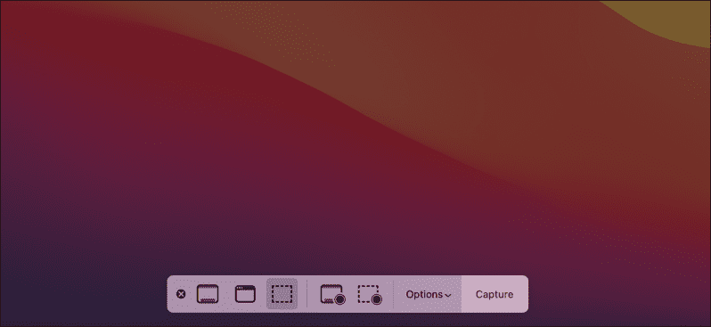 Mac-Screenshot-Optionsleiste