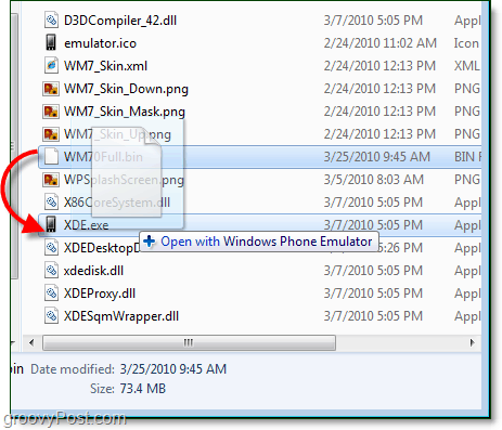 Öffnen Sie die Datei WM70Full.bin mit XDE.exe
