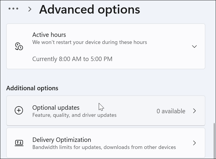 erweiterte optionale Updates Windows 11