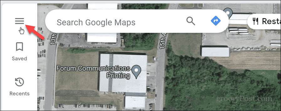 Menüschaltfläche Google Maps