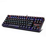 Redragon K552 Mechanische Gaming-Tastatur, RGB-LED-Regenbogen-Hintergrundbeleuchtung, kabelgebundene Tastatur mit roten Schaltern für Windows-Gaming-PC (87 Tasten, Schwarz)