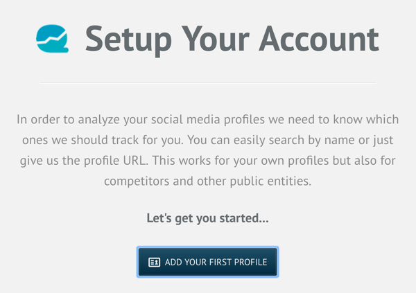 Eröffnen Sie ein Quintly-Konto und klicken Sie dann auf Ihr erstes Profil hinzufügen.