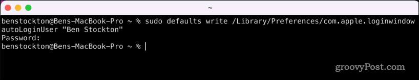 Aktivieren Sie die automatische Anmeldung auf dem Mac mit Terminal