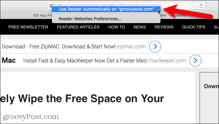 Verwenden Sie Reader automatisch in Safari für Mac