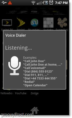 Voice Dialer hört Befehle auf Android-Handy