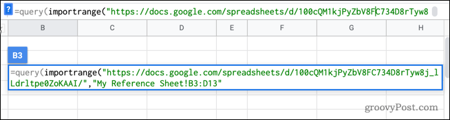 Importbereich in Google Sheets