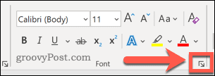 Zugreifen auf Schriftarteinstellungen in Word