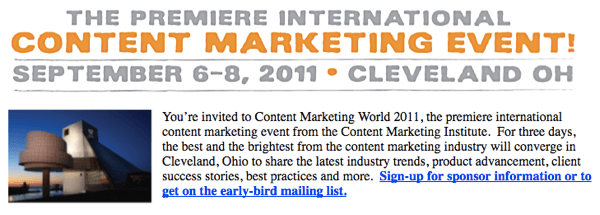 Die Content Marketing World 2011 inspirierte Mike zu einer Live-Konferenz.
