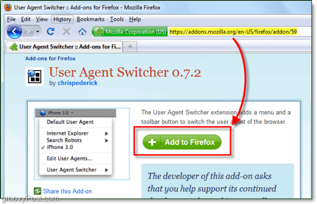 Installieren Sie den User Agent Switcher für Firefox