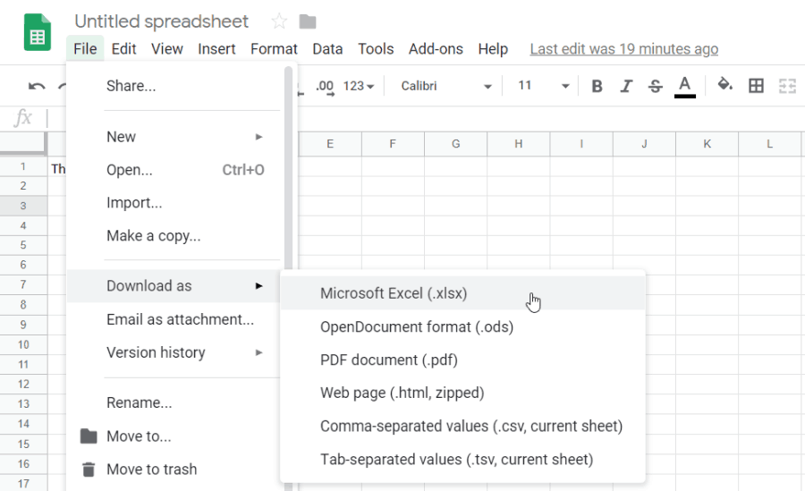 Exportieren Sie Google Sheet nach Excel