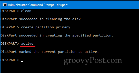 DiskPart Windows 10-Befehlszeile