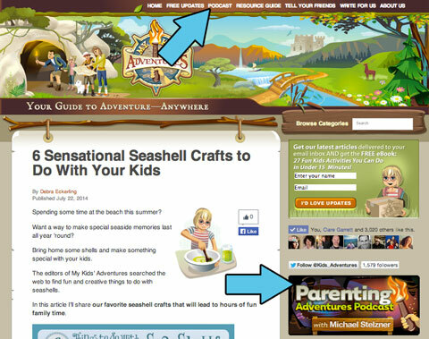 Erziehungsabenteuer auf der Homepage von mykidsadventures.com verlinkt