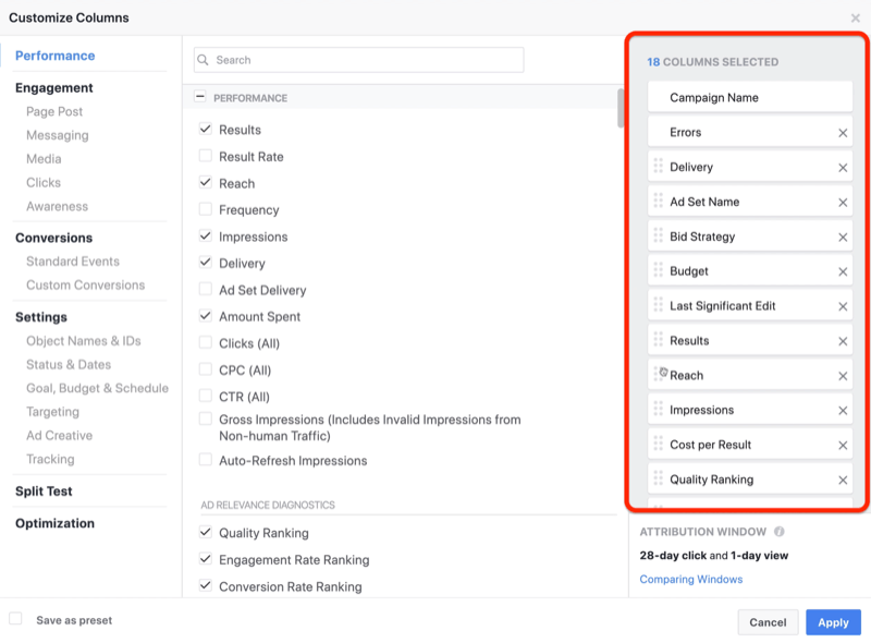 Erstellen Sie einen benutzerdefinierten ROI-Snapshot-Bericht im Facebook Ads Manager, Schritt 1