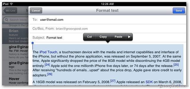 Apple iOS 5 Mail: Enthält jetzt Textformatierung in Nachrichten